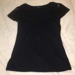 Black Simple short sleeve T-shirt w/subtle bling